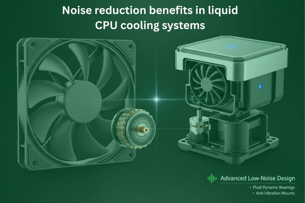 Noise reduction benefits in liquid CPU cooling systems